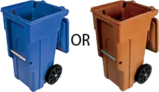 Blue or brown with blue lid carts for recycling